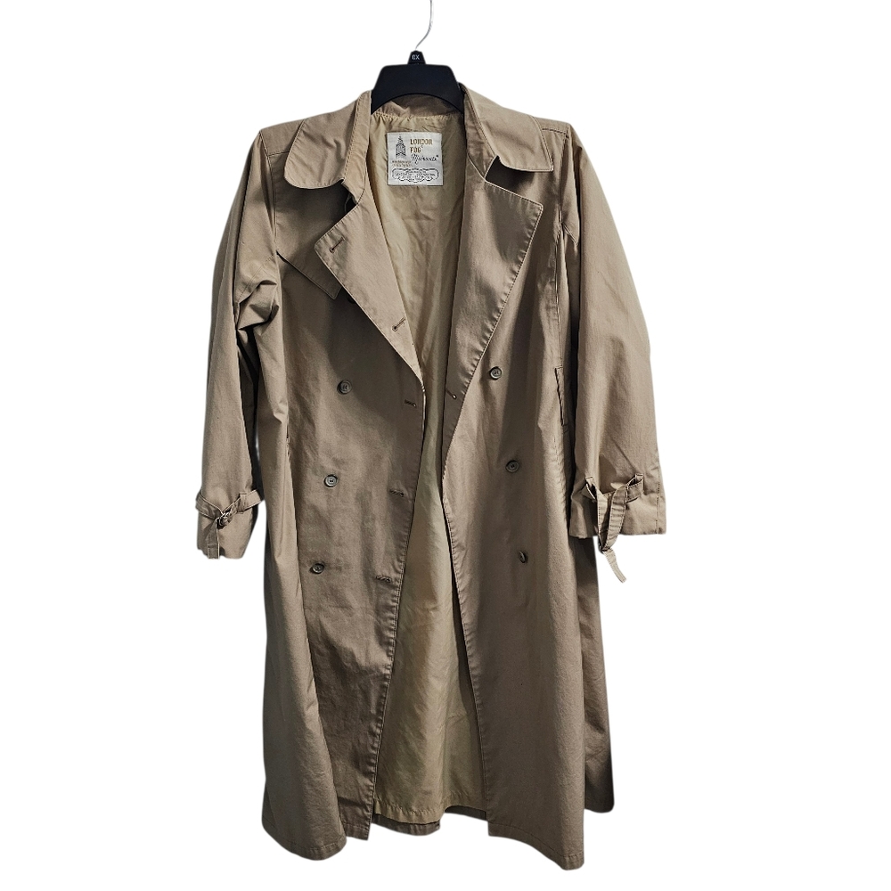 London Fog Vintage Tan Long Trench Coat Vintage Size 14